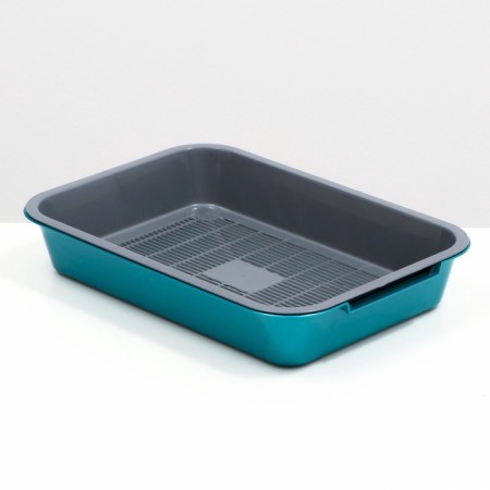 Medium toilet with a mesh of 36 x 26 x 6.5 cm, gray/turquoise-2