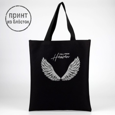 Shoper "Wings", sparkles, without lightning, without lining, black color-1