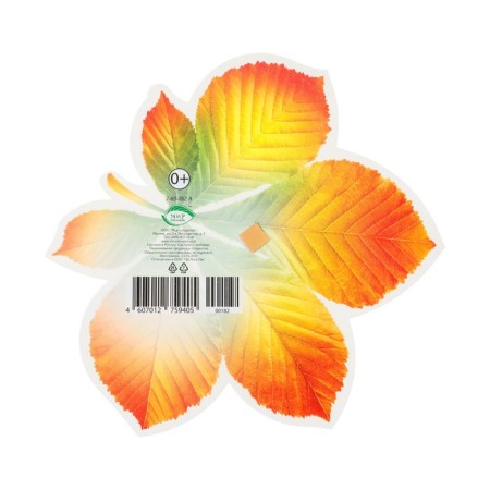 Decoration on the adhesive tape "Autumn leaves" orange, green, 18x18 cm-1
