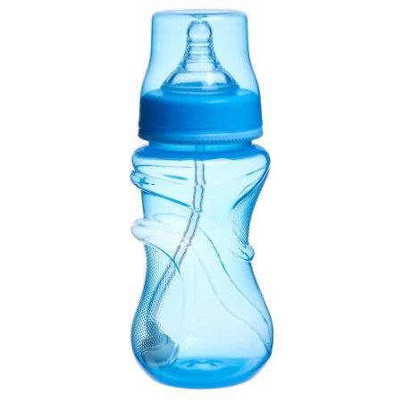 A bottle for feeding, a wide throat, from 6 months, 300 ml., Blue color-1
