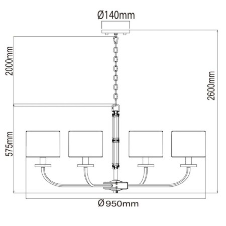 Palermo chandelier, size 96x260x96 cm, 480W 8xe14 IP 20-4