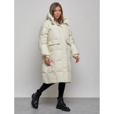Coat insulated winter female, size 52, beige color-1