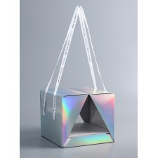 Box under the bento-port with ribbons, holography, 21 x 21 x 18 cm