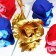 Soap roses of colored shades and gold rose, set 11 pcs