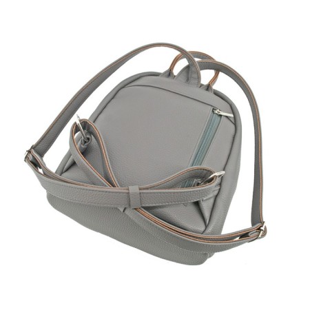 Women's backpack, genuine leather, gray 22x10x25 cm-2
