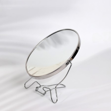 Desktop mirror - suspended “oval”, bilateral, with an increase, mirror surface 11.5 × 15.5 cm, silver color-2