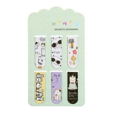A set of magnetic bookmark for books Calligrata 6 pieces, "cats", mix-7