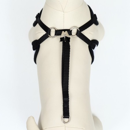 A set with a soft harness and a bow, size S, leash 120 x 1.5 cm, fire 23-42 cm, gray-6