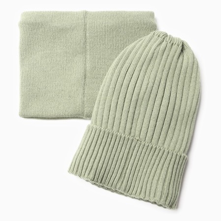 Kit for children (hat, snood), khaki color, size 48-52-3