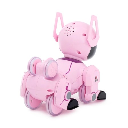 Robot Dog "Pappy", with programming, on the control panel, interactive: sound, light, on the battery, pink-2