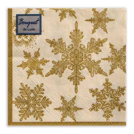 New Year's napkins paper bouquet de luxe “Snowfall gold”, 3 layers, 24x24 cm, 25 pcs.-1