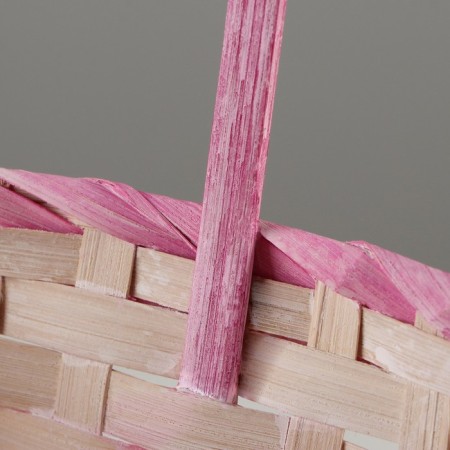 A set of wicker baskets, D16x10/31 cm, D19x10/32 cm, d21x11/36 cm, 3 pcs, pink, bamboo-3