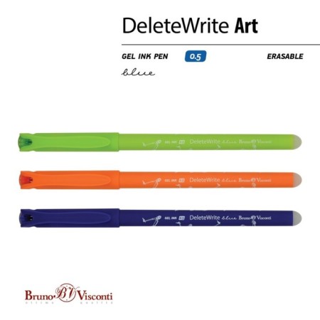 Gel handle with erased ink BrunovisConti Deletewrite "Self -chats", node 0.5 mm, blue ink, matte case Soft Touch, mix-1