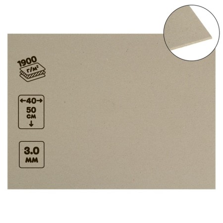 Binding cardboard (shell -shaped) 3.0 mm, 40 x 50 cm, 1900 g/m2 gray