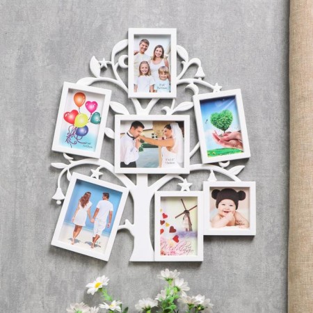 Photo frame in 7 photos 7x7 cm, 7x10 cm, 13x9 cm "Wish Tree" White 36x31 cm