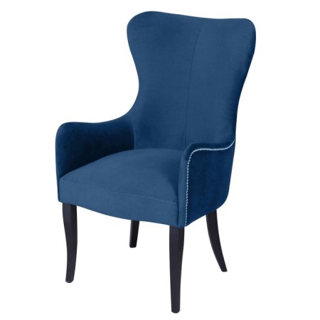 Armchair "Lari", velor fabric, bronze molding, support of the wenge array, color ocean