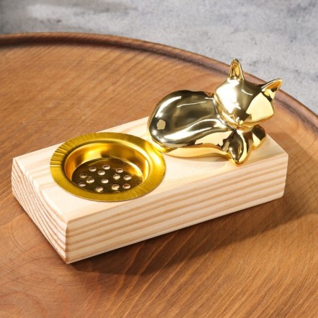 Stand for incense powder and cones "cat", wood, 8x13.5x6.5 cm-1