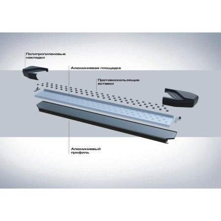 Thresholds for the car "BMW-Style Circle" Rival for Mazda CX-9 II 2016, 193 cm, 2 pcs., Aluminum, D193al.3803.2-3