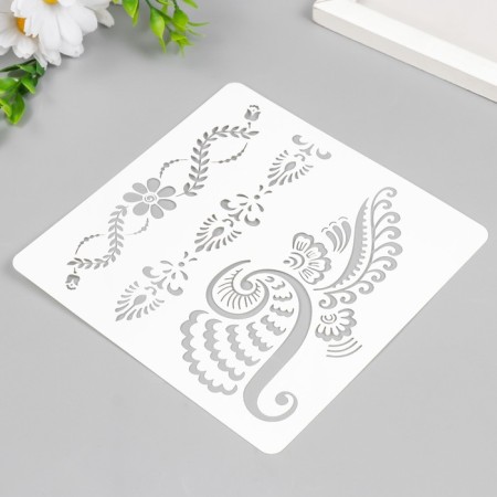 Plastic stencil "Mehendi Patterns" 15x15 cm-1