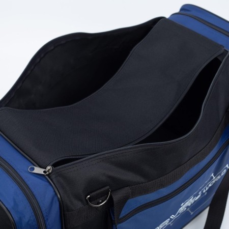 Road bag with lightning, 3 outer pockets, long belt, black/blue color-2