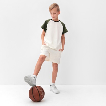 A set for a boy (T -shirt and shorts) Minaku, EXRU/Olive color, height 128 cm