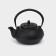 Cast iron kettle, 600 ml, with sieve, enameled coating inside, black color
