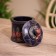 Jars with a wooden lid, batik 12x12x15 cm