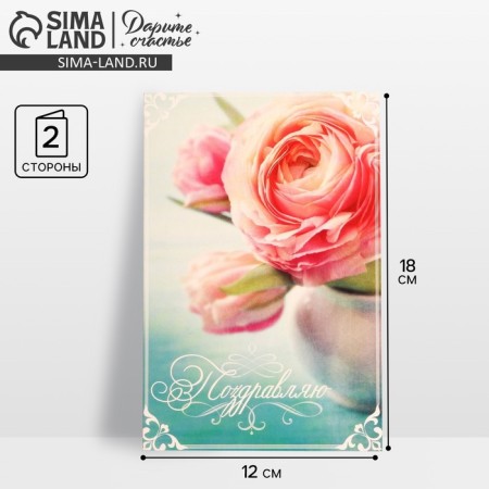 Postcard "Congratulations", tea rose, 12 × 18 cm