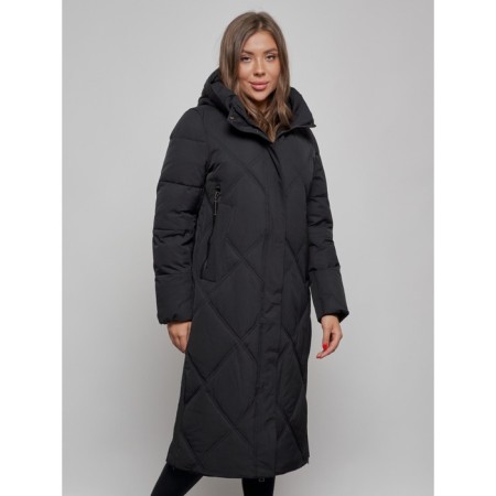 Coat insulated winter female, size 48, black color-8