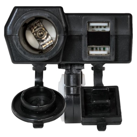 USB socket for AIRLINE motorcycles, with a voltmeter and cigarette lighter, 5V, 2.1a+2.1a-1