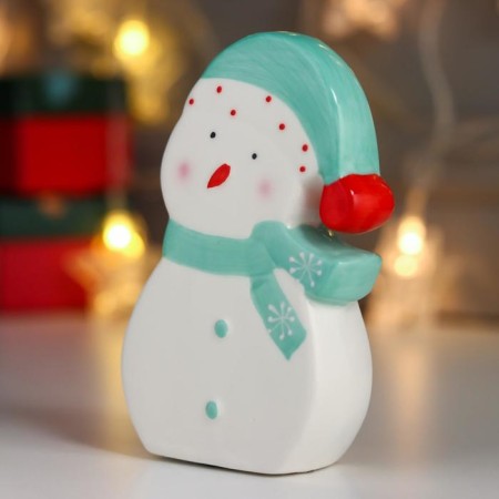 Souvenir Ceramics "Snowman, turquoise cap and scarf" 14x3.3x8 cm-2