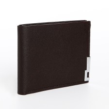 Male purse without fastening, department for maps, for bills, brown color