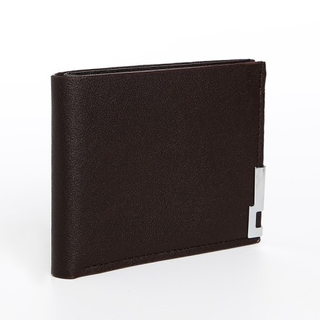 Male purse without fastening, department for maps, for bills, brown color