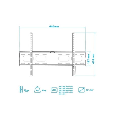 Tuarex OLIMP-201, for TV, fixed, 32-90 ", up to 45 kg, 20 mm from the wall, black-2