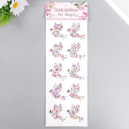 Stick plastic rhinestones "pigeons" multi -colored 32x10.5 cm