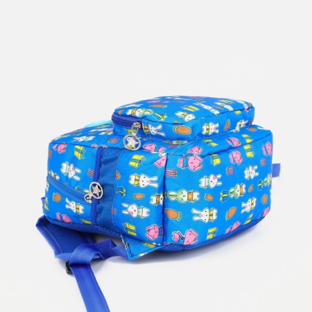 Baby backpack on lightning, external pocket, blue color-6