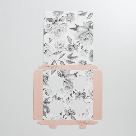 Capcake box, confectionery packaging, 4 cells “With Love”, 16 x 16 x 11.5 cm-3
