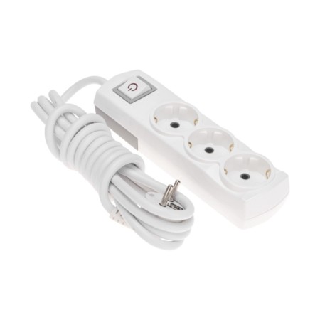 Extension cord Premium 3 nests, 3m, 3x1.5mm², s/s, with a switch, white rexant