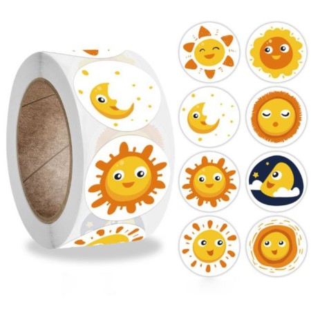 Stick Paper "Sun and Month" D = 2.5 cm 500 pcs in a roll 3x6.5x6.5 cm