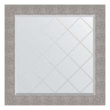 Mirror with engraving in the baguette frame, silver coinage 90 mm, 86x86 cm