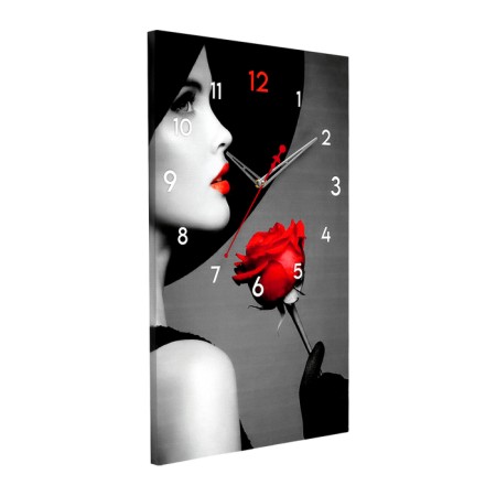 Carty clock wall-mounted interior "Girl with a red rose", silent, 35 x 60 cm-3
