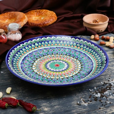 Largan Rishtan ceramics "Patterns", 39 cm, blue