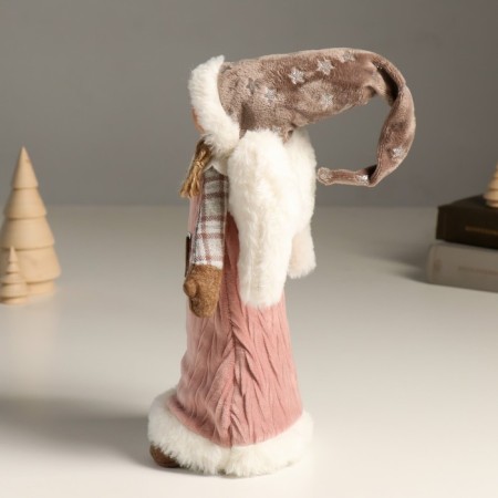 Interior doll "Angel Marfusha in a pink knitted dress with a heart" 35 cm-3