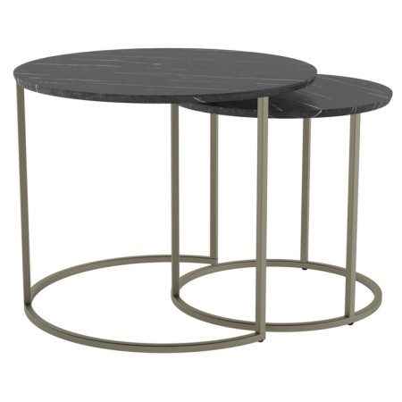 A set of two coffee tables "Leslie", 810 × 610 × 500 mm, color black marble / titanium