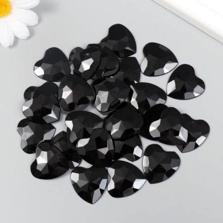 Decor for creativity plastic "Rhinestones Heart. Midnight" set 30 pcs 2.5x2.5 cm-2