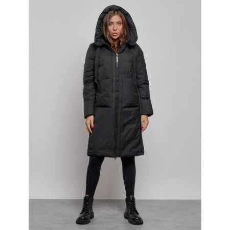 Coat insulated winter female, size 48, black color-4