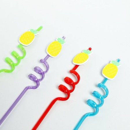Pineapple cocktail tubes, set, 4 pcs., Mix color-1