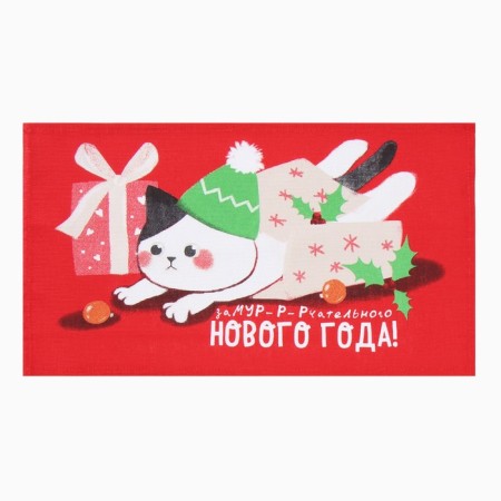 Dolyana towel "New Year's cat" 28x46 cm, 100% HL, mitch 164 g/m2-1