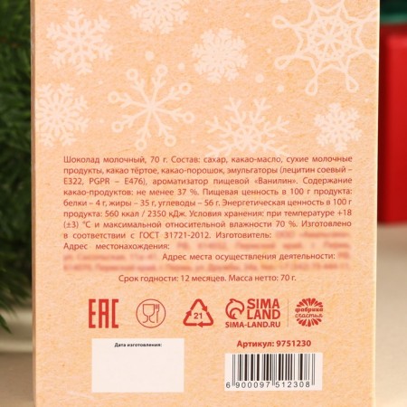Milk chocolate "Gift for you" in a card with a pocket for money, 70 g.-5