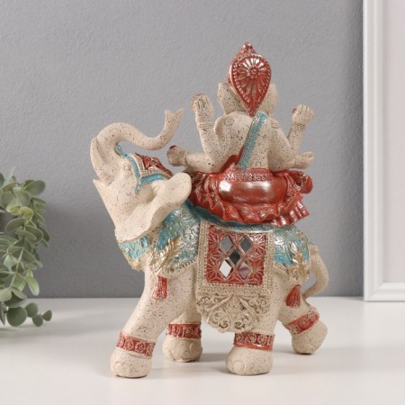 Polystone souvenir "Ganesha on the elephant" Sand 10x20x26 cm-2